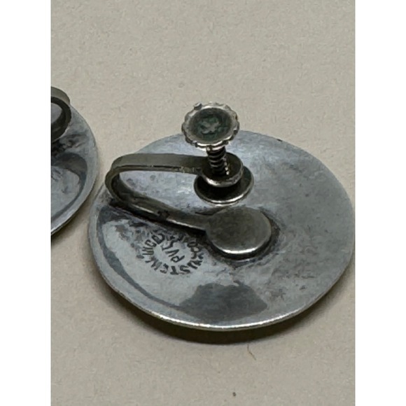 RARE Aztec Mayan Head Abalone Sterling Taxco Pair Screw Earrings 1970's - Picture 6 of 6